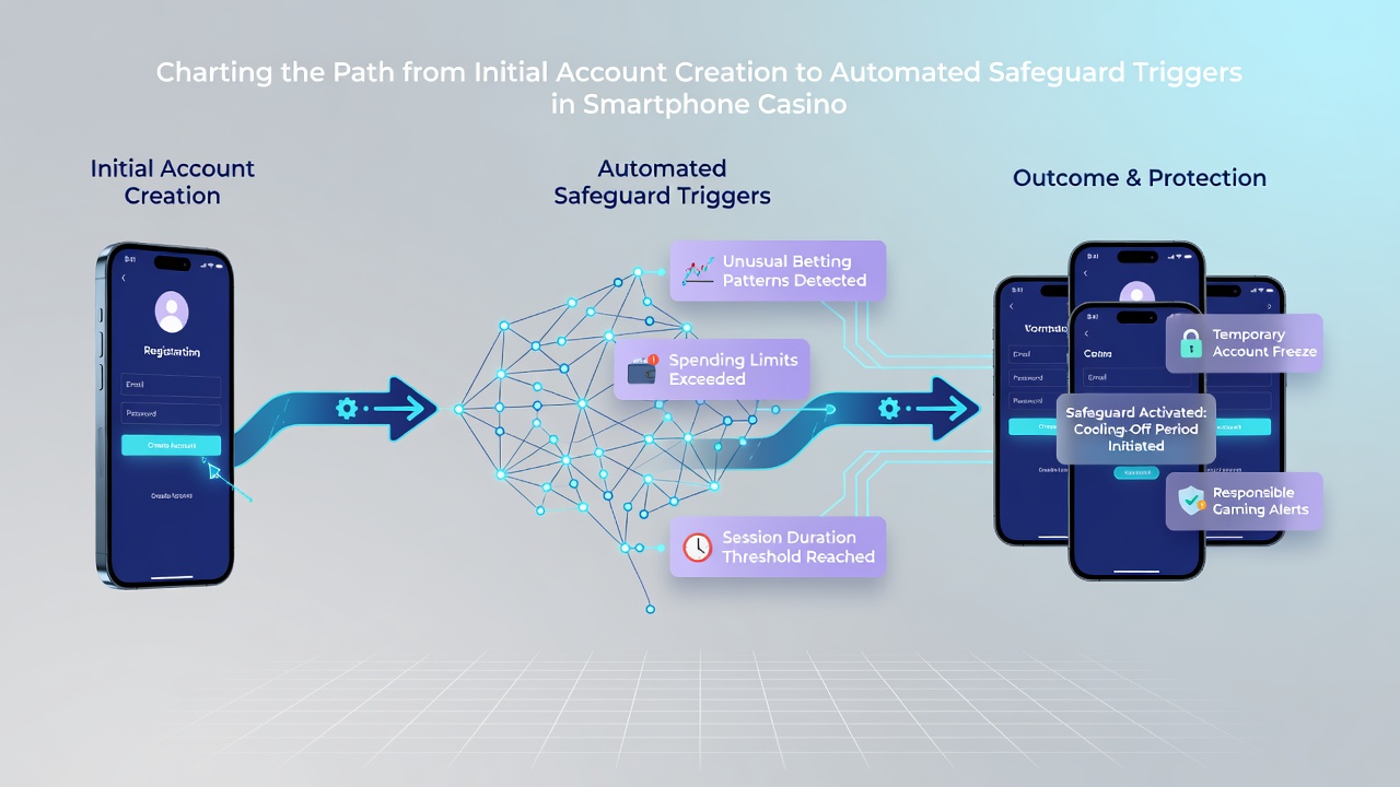 Mobile interface displaying automated alerts and protection feature activation in a casino app