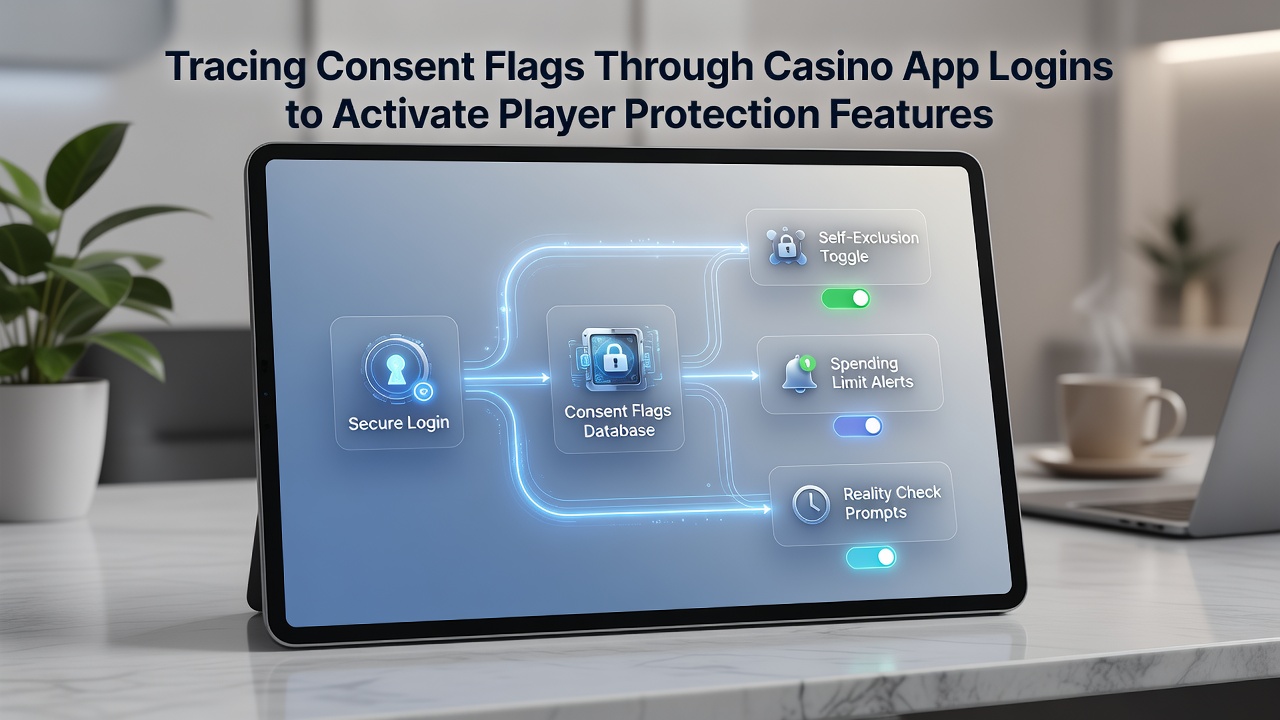 Backend dashboard view showing consent flag routing from login to protection feature activation